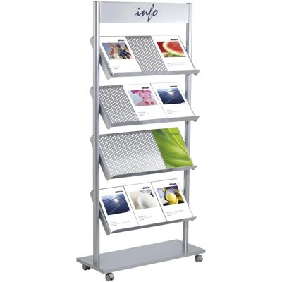 Kerkmann, Prospektständer, Prospektregal Rico, fr 12 x DIN A4, alusilber (A4) Kerkmann, Prospektständer, Prospektregal Rico, fr 12 x DIN A4, alusilber (A4)