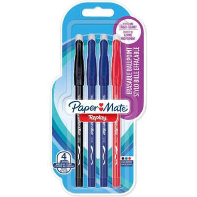 Paper Mate, Schreibstifte, Radierbare Kulli REPLAY 4er bl/schw/rot M (4x) Paper Mate, Schreibstifte, Radierbare Kulli REPLAY 4er bl/schw/rot M (4x)