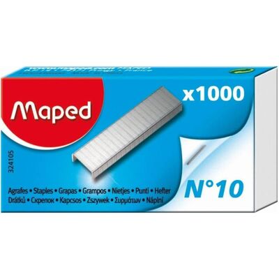 Maped, Büroklammer, Heftklammern Nr. 10, verzinkt, Kleinpackung (1000x) Maped, Büroklammer, Heftklammern Nr. 10, verzinkt, Kleinpackung (1000x)