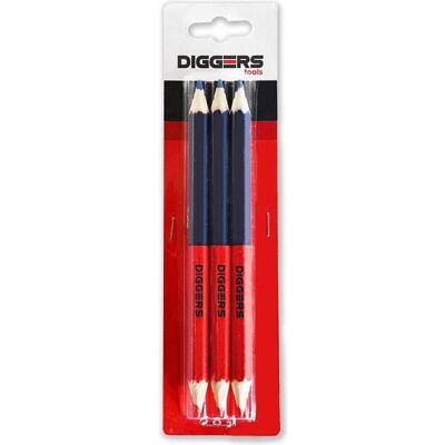 Diggers Tools, Bleistift, DIGGERS DIG418 Duo Bleistift 17,6 cm rot/blau 3 Stk. (3x) Diggers Tools, Bleistift, DIGGERS DIG418 Duo Bleistift 17,6 cm rot/blau 3 Stk. (3x)