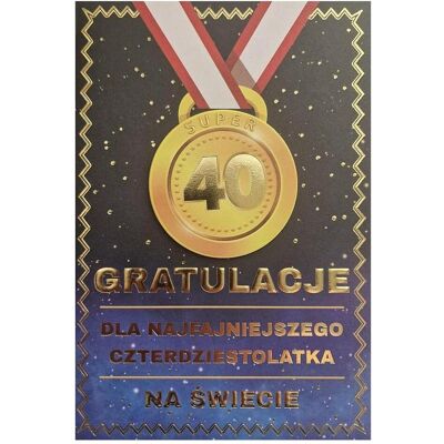 Teka, Grusskarte + Briefpapier, Geburtstagskarte 40. Herrenmedaille Teka, Grusskarte + Briefpapier, Geburtstagskarte 40. Herrenmedaille