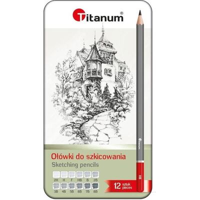 Titanum, Bleistift, Skizzierstifte 8B-2H 12 Stück (2B, 2H, 3B, 4B, 5B, 6B, 7B, 8B, B, F, H, HB, 12x) Titanum, Bleistift, Skizzierstifte 8B-2H 12 Stück (2B, 2H, 3B, 4B, 5B, 6B, 7B, 8B, B, F, H, HB, 12x)