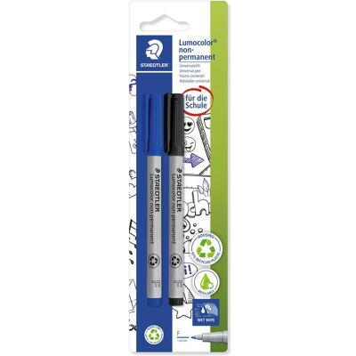 Magni, Marker, Folienstifte Lumocolor F non-permanent blau/schwar (2x) Magni, Marker, Folienstifte Lumocolor F non-permanent blau/schwar (2x)