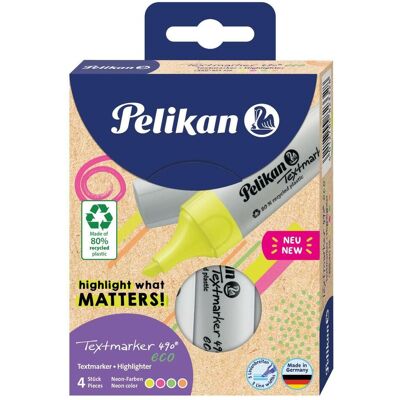 Pelikan Marker, Textmarker 490 eco Set aus 4 Neon-Farben im Etui (4x) Pelikan Marker, Textmarker 490 eco Set aus 4 Neon-Farben im Etui (4x)
