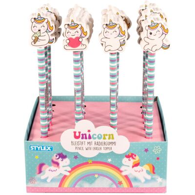 Stylex, Bleistift, Bleistift mit Radiergummi-Topper Einhorn 4fach sortiert (HB, 1x) Stylex, Bleistift, Bleistift mit Radiergummi-Topper Einhorn 4fach sortiert (HB, 1x)