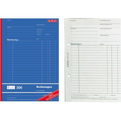 Herlitz, Formular, Formularbuch "Rechnung 777,20cm (306"), DIN A4, 2 x 40 Blatt (80x) Herlitz, Formular, Formularbuch "Rechnung 777,20cm (306"), DIN A4, 2 x 40 Blatt (80x)