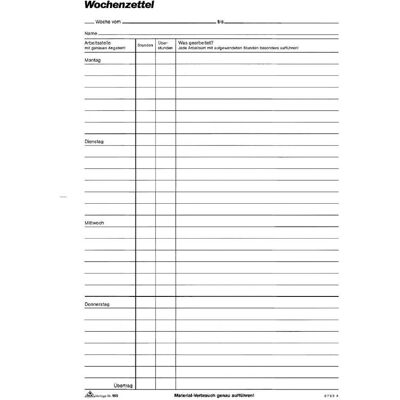 Rnk, Formular, Wochenlohnblock Rnk, Formular, Wochenlohnblock