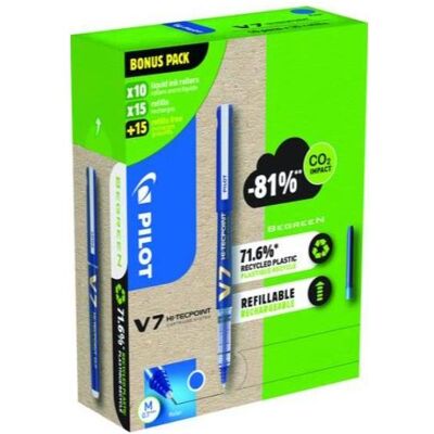 Pilot, Schreibstifte, V7 Greenpack Tintenroller-Set 0,4 mm, Schreibfarbe: blau (10x) Pilot, Schreibstifte, V7 Greenpack Tintenroller-Set 0,4 mm, Schreibfarbe: blau (10x)