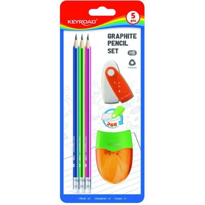 Keyroad, Bleistift, Bleistiftset schulset, 5 elemente, blister, farbmischung (3x) Keyroad, Bleistift, Bleistiftset schulset, 5 elemente, blister, farbmischung (3x)