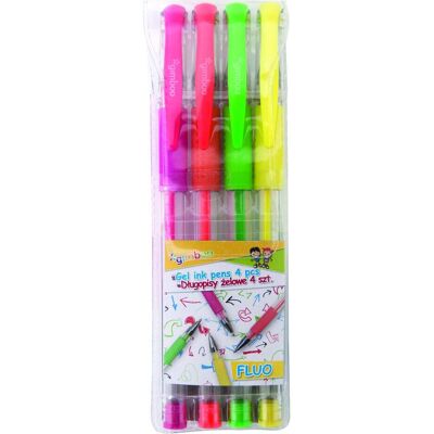 Gimboo, Schreibstifte, Gelstift fluo, 4 stück, anhängerverpackung, verschiedene farben (4x) Gimboo, Schreibstifte, Gelstift fluo, 4 stück, anhängerverpackung, verschiedene farben (4x)