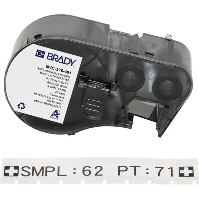 Brady, Etikettenrolle, M4C-375-461, Polyester, Schwarz auf weiss, 9.53 mm x 7.62 m, permanent, Endlos Brady, Etikettenrolle, M4C-375-461, Polyester, Schwarz auf weiss, 9.53 mm x 7.62 m, permanent, Endlos
