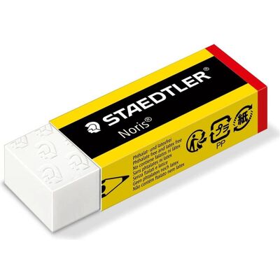 Staedtler Korrekturmittel, Kunststoff-Radierer Noris, weiss, 20er Display mit Schiebe-Manschette in gelb/schwarz, einzeln in Staedtler Korrekturmittel, Kunststoff-Radierer Noris, weiss, 20er Display mit Schiebe-Manschette in gelb/schwarz, einzeln in