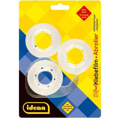 Idena, Klebebandabroller, Klebefilm 33m x19mm 3 Stück + 1 Abroller Idena, Klebebandabroller, Klebefilm 33m x19mm 3 Stück + 1 Abroller