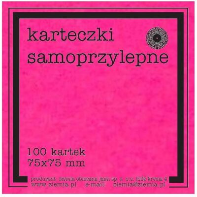 Ziemia Obiecana, Haftnotiz, Selbstklebende Fluo-Notizen, 75 x 75 mm, 100 K rosa (75 x 75 mm) Ziemia Obiecana, Haftnotiz, Selbstklebende Fluo-Notizen, 75 x 75 mm, 100 K rosa (75 x 75 mm)