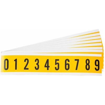 Brady, Etikettenrolle, 1530-# Kit, B-946, Vinyl, Beschriftung: Zahlenset (0-9), Schwarz auf Gelb, 22 x 38mm, Schrif Brady, Etikettenrolle, 1530-# Kit, B-946, Vinyl, Beschriftung: Zahlenset (0-9), Schwarz auf Gelb, 22 x 38mm, Schrif