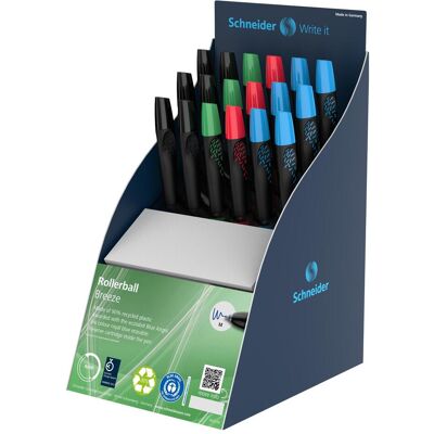 Schneider, Kasse, Tintenroller Breeze Blauer Engel Display 18 Stück GB sortiert Schneider, Kasse, Tintenroller Breeze Blauer Engel Display 18 Stück GB sortiert