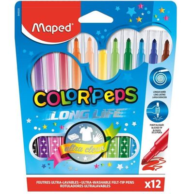 Maped, Malstifte, Fasermaler COLOR'PEPS, 12er Kartonetui (12x) Maped, Malstifte, Fasermaler COLOR'PEPS, 12er Kartonetui (12x)
