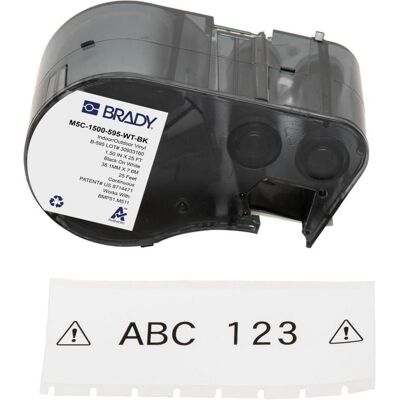 Brady, Etikettenrolle, M5C-1500-595-WT-BK, Vinyl, Schwarz auf weiss, 38.10 mm x 7.62 m, permanent, Endlos (38.10 mm) Brady, Etikettenrolle, M5C-1500-595-WT-BK, Vinyl, Schwarz auf weiss, 38.10 mm x 7.62 m, permanent, Endlos (38.10 mm)