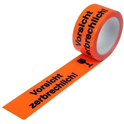 Transpak, Klebeband, Warnklebeband PP Breite 50mm Länge 66m Stärke 52µ PP leuchtorange Aufdruck Vorsicht zerbrechlich (50 mm) Transpak, Klebeband, Warnklebeband PP Breite 50mm Länge 66m Stärke 52µ PP leuchtorange Aufdruck Vorsicht zerbrechlich (50 mm)