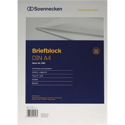 Soennecken, Heft + Block, Briefblock Papierformat: DIN A4 Ausführung der Lineatur: rautiert (A4) Soennecken, Heft + Block, Briefblock Papierformat: DIN A4 Ausführung der Lineatur: rautiert (A4)