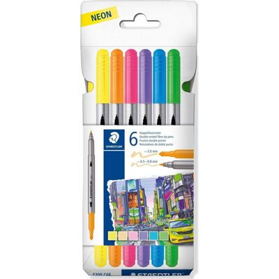 Staedtler Marker, Fiberpen tusser dobbelt ass (6) (6x) Staedtler Marker, Fiberpen tusser dobbelt ass (6) (6x)