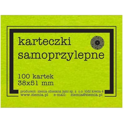 Ziemia Obiecana, Haftnotiz, Selbstklebende Fluo-Notizen, 38 x 51 mm, 100 K grün (51 x 38 mm) Ziemia Obiecana, Haftnotiz, Selbstklebende Fluo-Notizen, 38 x 51 mm, 100 K grün (51 x 38 mm)