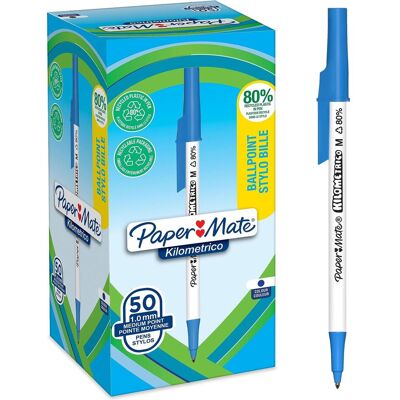 Paper Mate, Schreibstifte, Kugelschreiber Kilometrico Reycled M Blau 50er Faltschachtel (50x) Paper Mate, Schreibstifte, Kugelschreiber Kilometrico Reycled M Blau 50er Faltschachtel (50x)