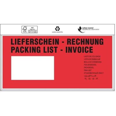 Transpak, Lieferscheintasche, Trans-pak Dokumententaschen Premium 240 x 110 mm rot DIN lang (1000 Stk.) Transpak, Lieferscheintasche, Trans-pak Dokumententaschen Premium 240 x 110 mm rot DIN lang (1000 Stk.)
