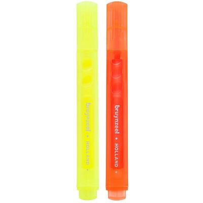 Bruynzeel, Marker, Textmarker-Set, 2 Farben – Gelb und Orange (2x) Bruynzeel, Marker, Textmarker-Set, 2 Farben – Gelb und Orange (2x)