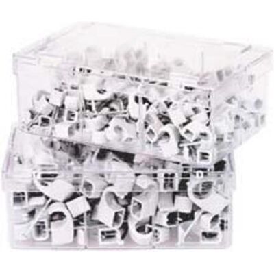 NoName, Kabelhalter, Nagelschelle, weiss, 4-7 mm, Nagellänge 25mm a 100 Stck. NoName, Kabelhalter, Nagelschelle, weiss, 4-7 mm, Nagellänge 25mm a 100 Stck.