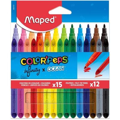 Maped, Bleistift, Infinity-Set mit 15 Bleistiften + 12 Ocean-Markern (2 mm, 15x) Maped, Bleistift, Infinity-Set mit 15 Bleistiften + 12 Ocean-Markern (2 mm, 15x)