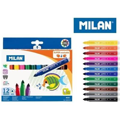 Milan, Marker, Super waschbare Filzstifte für die Kleinen SUPER WASCHBAR, 12 Farben (12x) Milan, Marker, Super waschbare Filzstifte für die Kleinen SUPER WASCHBAR, 12 Farben (12x)