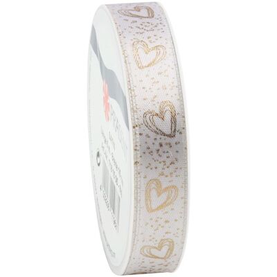 Magni, Geschenkverpackung, PRÄSENT Hochzeitsband Brindisi weiss/gold 15mmx4m Magni, Geschenkverpackung, PRÄSENT Hochzeitsband Brindisi weiss/gold 15mmx4m