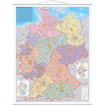 Franken, Landkarte, Kartentafel PLZ Deutschland laminiert Franken, Landkarte, Kartentafel PLZ Deutschland laminiert