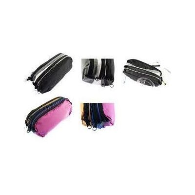 Kangaro, Etui, Schlamper-Etui, 3 Fächer, orange / blau / fuchsia aus Polyester, oval, 3 separate Reissverschlusstas Kangaro, Etui, Schlamper-Etui, 3 Fächer, orange / blau / fuchsia aus Polyester, oval, 3 separate Reissverschlusstas