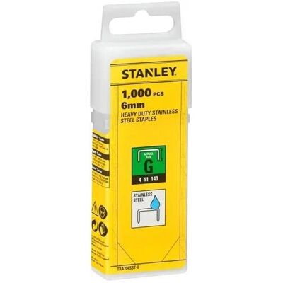 Stanley Büroklammer, TRA704SST-0 RVS Nieten 6mm Type G - 1000 stuks (1000x) Stanley Büroklammer, TRA704SST-0 RVS Nieten 6mm Type G - 1000 stuks (1000x)