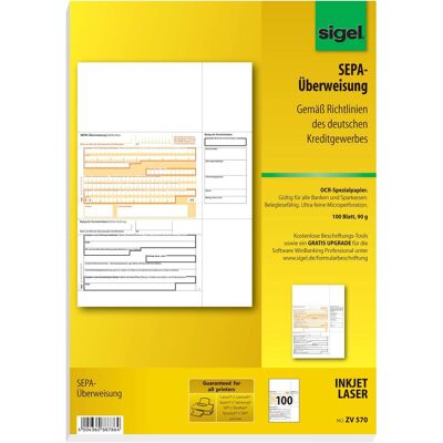 Sigel, Formular, Überweisung PC A4 (100x) Sigel, Formular, Überweisung PC A4 (100x)