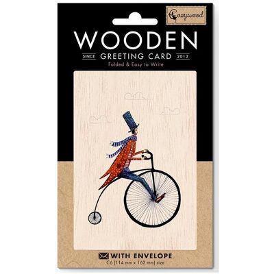 Cozywood, Grusskarte + Briefpapier, Holzkarte C6 + Umschlag Retro Fahrrad Cozywood, Grusskarte + Briefpapier, Holzkarte C6 + Umschlag Retro Fahrrad