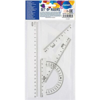 Centrum Lineal, Geometrisaet 20cm. 4 dele. Klar plast (20 cm, Kunststoff) Centrum Lineal, Geometrisaet 20cm. 4 dele. Klar plast (20 cm, Kunststoff)