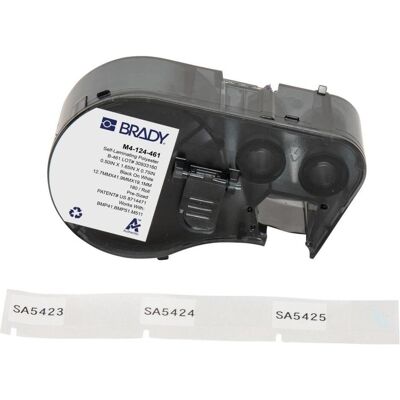 Brady, Etikettenrolle, M4-124-461, Polyester, Schwarz auf weiss/Transparent, 12.70 x 19.05(41.91) mm, selbstlaminier Brady, Etikettenrolle, M4-124-461, Polyester, Schwarz auf weiss/Transparent, 12.70 x 19.05(41.91) mm, selbstlaminier