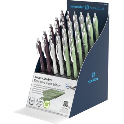 Schneider, Schreibstifte, Display Kugelschreiber Slider Rave, 30 Teile, Pappe, Grösse (B x H x T): 160 mm, 305 mm, 203 mm (30x) Schneider, Schreibstifte, Display Kugelschreiber Slider Rave, 30 Teile, Pappe, Grösse (B x H x T): 160 mm, 305 mm, 203 mm (30x)