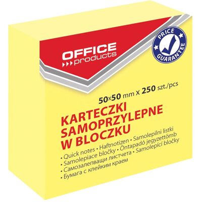 Office Products, Haftnotiz, Mini-haftnotizblock, 50mmx50mm, 250 blatt, pastell, hellgelb (50 x 50 mm) Office Products, Haftnotiz, Mini-haftnotizblock, 50mmx50mm, 250 blatt, pastell, hellgelb (50 x 50 mm)