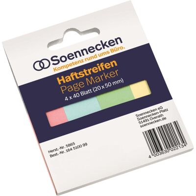 Soennecken, Haftnotiz, Haftmarker Recycling 20 x 50 mm (B x H) rot blau grün gelb 40 Bl./Block 4 Block/Pack. (50 x 20 mm) Soennecken, Haftnotiz, Haftmarker Recycling 20 x 50 mm (B x H) rot blau grün gelb 40 Bl./Block 4 Block/Pack. (50 x 20 mm)