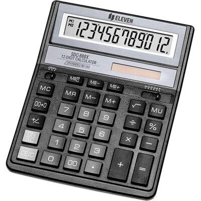 Eleven, Taschenrechner, Taschenrechner Taschenrechner SDC888XBK, schwarz, Desktop, 12 Ziffern (Batteriebetrieb, Solarenergie) Eleven, Taschenrechner, Taschenrechner Taschenrechner SDC888XBK, schwarz, Desktop, 12 Ziffern (Batteriebetrieb, Solarenergie)