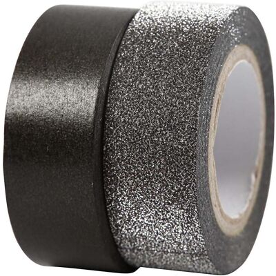 Vivi Gade Schwarzes Dekoratives Washi Tape - 15mm - 2 Rollen Vivi Gade Schwarzes Dekoratives Washi Tape - 15mm - 2 Rollen