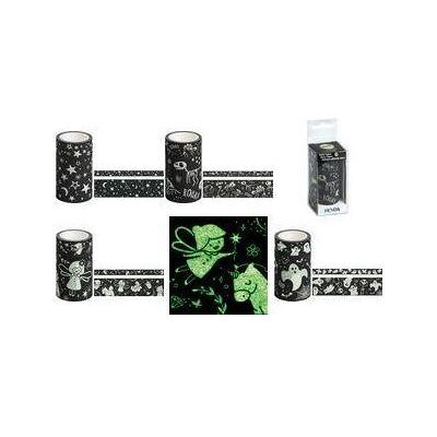 Heyda, Washi Tape, Deko-Klebeband Glow in the dark Geist aus Papier, Farbe: nachtleucht-gelb / schwarz Heyda, Washi Tape, Deko-Klebeband Glow in the dark Geist aus Papier, Farbe: nachtleucht-gelb / schwarz