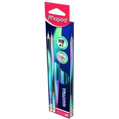 Maped, Bleistift, BLACK'PEPS NIGHTFALL Bleistifte HB naturbelassen mit Radierer 6 St. (HB, 6x) Maped, Bleistift, BLACK'PEPS NIGHTFALL Bleistifte HB naturbelassen mit Radierer 6 St. (HB, 6x)