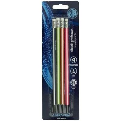 Astra, Bleistift, Graphitstift, schwarzes Holz, mit Radiergummi, 4-tlg. (4x) Astra, Bleistift, Graphitstift, schwarzes Holz, mit Radiergummi, 4-tlg. (4x)