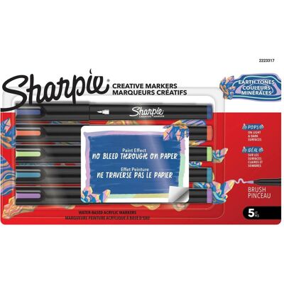 Sharpie, Marker, - Creative Acrylic 5-Blister - Earth Tones - Brush Tip (2223317) (5x) Sharpie, Marker, - Creative Acrylic 5-Blister - Earth Tones - Brush Tip (2223317) (5x)