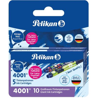 Pelikan Ersatzpatronen + Tintenfass, Tintenpatronen für LAMY Füllhalter, königsblau bunt bedruckt => Motive sortiert (Blau, 10 Stk.) Pelikan Ersatzpatronen + Tintenfass, Tintenpatronen für LAMY Füllhalter, königsblau bunt bedruckt => Motive sortiert (Blau, 10 Stk.)